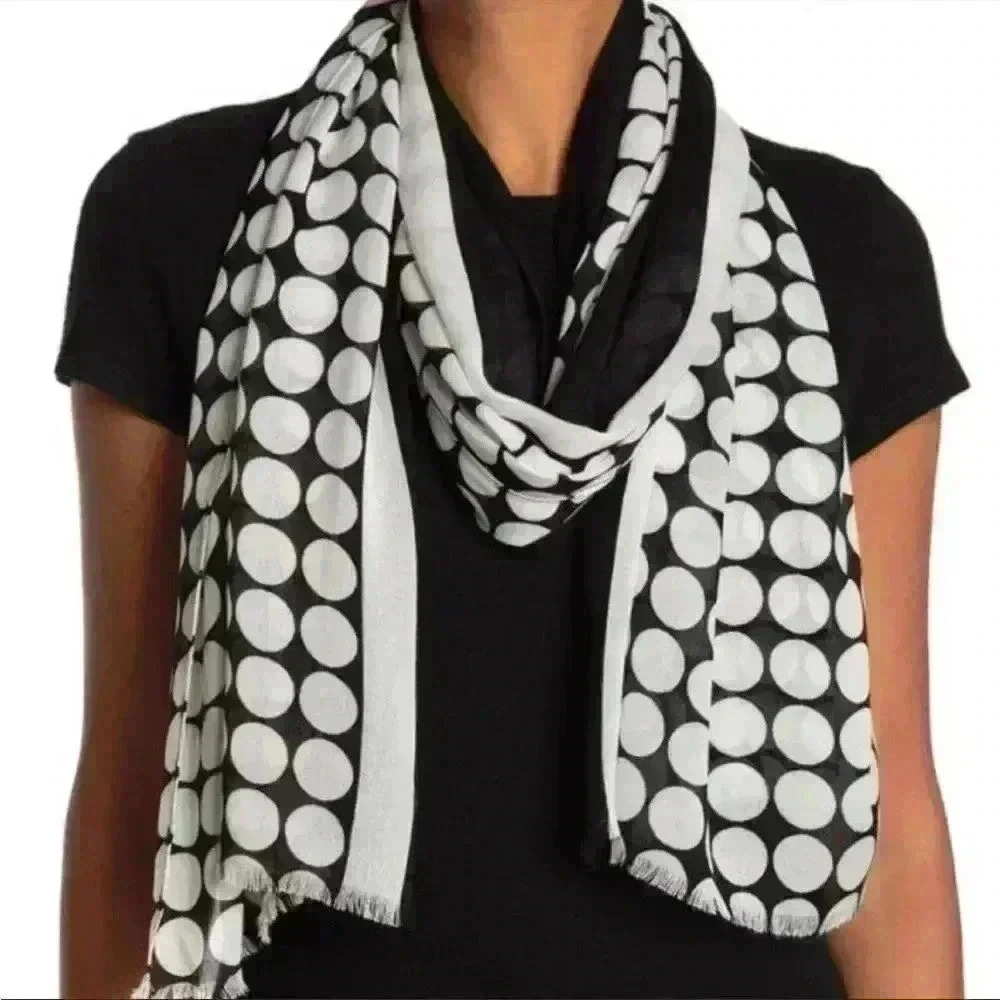 Kate Spade Dance Floor Oblong Scarf in Black/White NWT